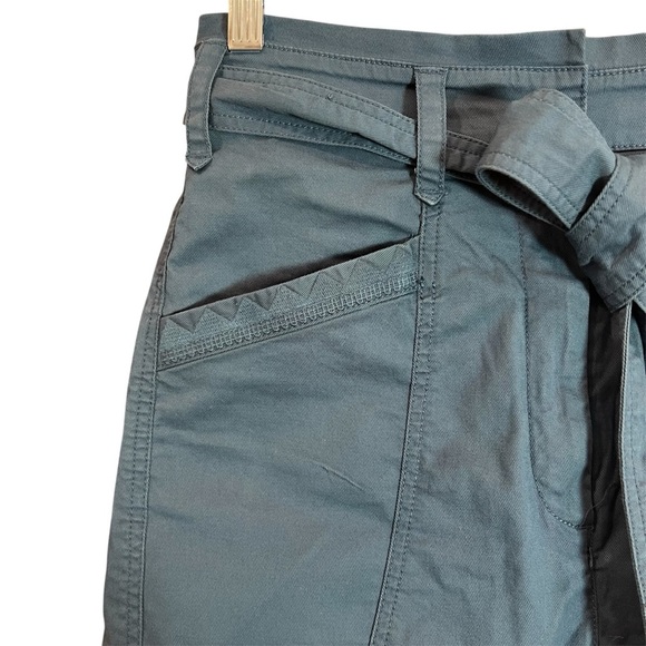ANTHROPOLOGIE Ellie Belted Utility Pants Embroidered Blue Size 4 - Picture 10 of 16